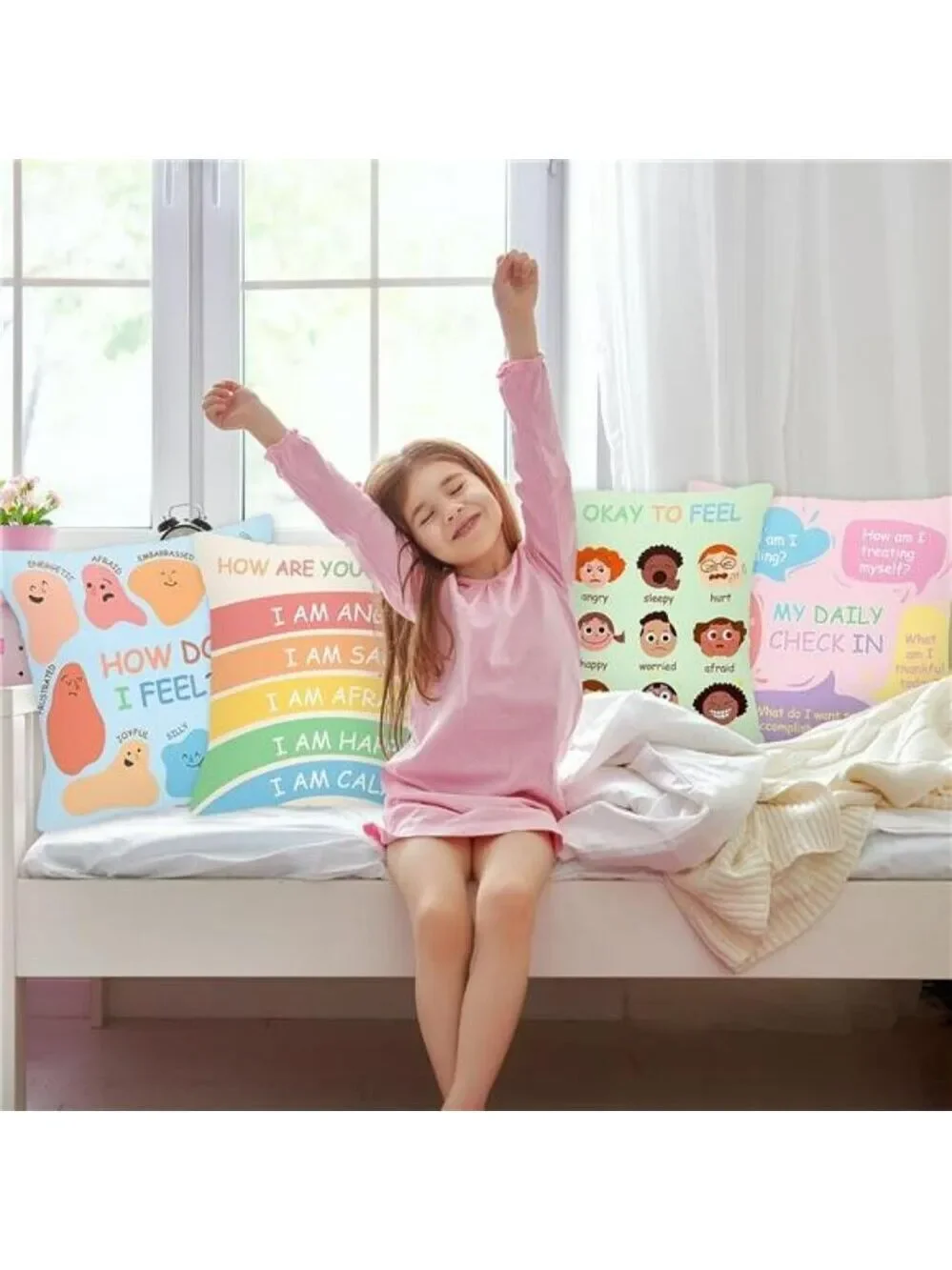 Calming Corner Pillow Covers Set of 4 Kids Room Classroom Counseling Decor Cushi